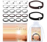 Tondiamo Pastor Appreciation Gift for Church Cross Bracelet Christian Adjustable Braided Jesus Wristband Religious Bible Verse Psalm 103:13 Scripture Cards Organza Bag Easter Basket Stuffers, Bracelet