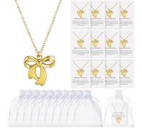 Tondiamo Pink Gold Bow Necklace for Women Bulk Bowknot Dainty Ribbon Jewelry Pendant Charms Coquette Bow Party Favors Christmas Gifts for Mother Wife Sister, Bow necklace: about 19.69 inches/ 50 cm(L