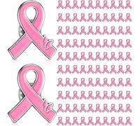 Tondiamo Pink Ribbon Breast Cancer Awareness Lapel Pins Ribbon Pins Breast Cancer Pins for Brooch Jewelry Charity Fundraiser, Quality Alloy, no gemstone