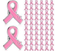 Tondiamo Pink Ribbon Breast Cancer Awareness Lapel Pins Ribbon Pins Breast Cancer Pins for Brooch Jewelry Charity Fundraiser, Quality Alloy, no gemstone