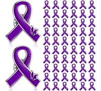 Tondiamo Purple Ribbon Lapel Pin Bulk Domestic Violence Awareness Alzheimer Lupus Cancer Awareness Brooch for Public Supplies, Metal, no gemstone