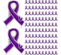 Tondiamo Purple Ribbon Lapel Pin Bulk Domestic Violence Awareness Alzheimer Lupus Cancer Awareness Brooch for Public Supplies, Metal, no gemstone