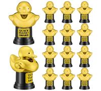 Tondiamo Quacktastic Award Duck Trophy Bulk 2.7 x 3.9 Inch Plastic Black Gold Duck Trophies Quack Tastic Awards Funny Trophies Rewards and Giveaways for Office Sports Event Party Favors (12 Pcs)