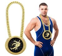 Tondiamo Sports MVP Turnover Chain Medal 6" Big Gold Champ Award Necklace Chain Baseball Basketball Football Soccer Softball Volleyball Competitions Prize Gifts Party Favors(Wrestling)