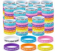 Tondiamo Vbs 2026 Rubber Wristbands, John 8: 12 Bible Verse Luminous Silicone Bracelets with Scripture Words Christian Gift for Missionaries Religious Church, Classic, Silicone, no gemstone