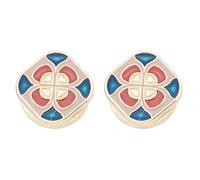 Tone Clothing Button Jewelry Set with Hinged Back Frame, Geometric Glossy Inlay Look for Shirts, Dressing Shirt Button Jewelry Hinged Clip Clothing Accent Geometric Gold Look Cover Dresswear