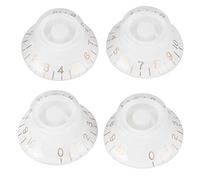 Tone Control Accessories, 4Pcs Tone Control Knob Transparent Bell Volume Musical Instrument Accessories for Guitar Bass(white and gold)