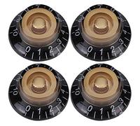 Tone Control Accessories, 4Pcs Tone Control Knob Transparent Bell Volume Musical Instrument Accessories for Guitar Bass(gold black and white)