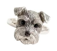 Tone Dog Finger Jewelry with Schnauzer Head Detail, Adjustable Open Design Accessory, 1.7cm Inner Diameter for Daily Wear and Photo Styling Schnauzer Jewelry Dog Head Adjustable Finger Accessory Pet