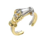 Tone Embraces Handshake Rings Adjustable Open End Design Lightweight Alloy Jewelry for Couples and Everyday Wear Gold Silver Embraces Rings