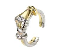 Tone Embraces Handshake Rings Adjustable Open End Design Lightweight Alloy Jewelry for Couples and Everyday Wear Gold Silver Embraces Rings