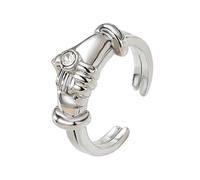 Tone Embraces Handshake Rings Adjustable Open End Design Lightweight Alloy Jewelry for Couples and Everyday Wear Gold Silver Embraces Rings