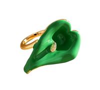 Tone Flower Jewelry with Open Adjustable Fit, Glossy Coated Accent for Daily Outfits, Small Present Appeal Flower Jewelry Adjustable Finger Accessory Open Fit Calla Floral Gold Tone Statement Piece