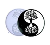 Tone Fun Yin Yang Eight Diagrams Tree of Life Mold Epoxy Resin Casting Kit for Wall Hanging Window Door Decor, DIY Home Office Decorations, Party Supplies (10.08"x10.08" x0.39" Inch)
