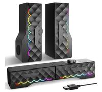 TONE JOY PC Speakers - 2-in-1 Detachable Gaming Soundbar with Dynamic Cool Wave Lights - USB Gaming Speakers for Desktop Computer, Laptop, Monitor