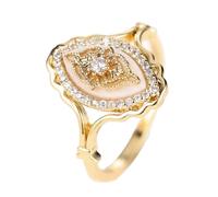 Tone Rings For Women Rose Gold Cut White Cubic Zirconia Bridal Engagement Jewelry Colorful Stone Rings (A, C)