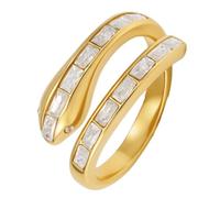 Tone Snake Finger Jewelry, Stainless Steel Open Wrap Accessory, Rectangular Zircon Accent Design, Easy Slip on Shape, Daily Outfit Detail, Social Event Dressing Daily Wear Stacking Look Party Detail