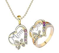 Tone Two MOM Love S Day Ring Mother Mother Plated Necklace Jewelry Sets Jewelry Suitcase Display (A, A10)