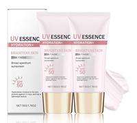 Tone-Up Sunscreen SPF 50, UV Essence Pink Brightening Broad Spectrum Sunscreen, Korean Sunscreen for Face, Non-Greasy Lightweight & Hydrating for All Skin Tones, 50g (2 Pack)