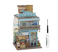 Tonecheer 3D Puzzle Box for Adults, Miniature DIY Dollhouse Kit Creative Wooden Storage Box House Desktop Home Decor Body Sensor Auto Lid Opening for Kids Birthday Gift(Cape Coffee Shop)