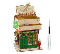 Tonecheer 3D Puzzle Box, Miniature DIY Dollhouse Kit, Creative Wooden Storage House with Auto Lid Opening for Kids' Birthday Gift (Time Bookstore)