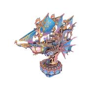 Tonecheer 3D Wooden Puzzle Airship Model Kit, DIY Transmission Model Fantasy Ship Spaceship with Music, Movable Building Kit Starlight Craft Mechanical Decor Idea Gift for Adults - Magical Galaxy