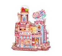 Tonecheer 3D Wooden Puzzle for Adults- Candy Workshop, Mechanical Transmission Model Kit, Dynamic DIY Building Set with Music & Lights, Miniature House Kit Ideas(Candy Workshop)