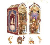Tonecheer Beast & Beauty Book Nook Kit with Dust Cover & LED Light, DIY 3D Wooden Puzzle Miniature House with Movable, Rotating Parts, Wand-Compatible, Creative Bookshelf Decor, Unique Gift for Adults