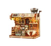 Tonecheer Book Nook Kit - DIY Miniature House Building Kits for Adults | 3D Wooden Puzzle Model Decor with LED Light & Dust Cover, Creative Craft Gift(Mocha Café)