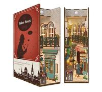 Tonecheer DIY Book Nook Kit for Adults,3D Wooden Puzzle Bookend Bookshelf Insert Decor, Booknook Miniature House Kit with LED Light for Christmas Birthday Ideal Gifts (Baker Street)