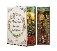 Tonecheer DIY Book Nook Kit for Adults,3D Wooden Puzzle Bookend Bookshelf Insert Decor, Booknook Miniature House Kit with LED Light for Christmas Birthday (The Secret Garden)