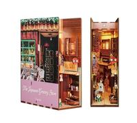 Tonecheer DIY Book Nook Kit for Adults,3D Wooden Puzzle Bookend Bookshelf Insert Decor, Booknook Miniature House Kit with LED Light for Christmas Birthday Ideal Gifts (The Japanese Grocery Store)