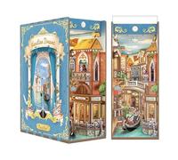Tonecheer DIY Book Nook Kit, Venetian Dreams 3D Puzzle Wooden Miniature House Kit for Adults, Booknook Set Dollhouse Bookshelf Decor Bookend with Dust Cover and LEDs