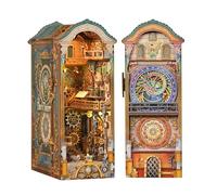 Tonecheer DIY Book Nook Kit with Dust Cover and LED Light, 3D Wooden Puzzle, Movable and Rotating Parts, Creative Bookshelf Decor, Unique Gift for Adults(Clock Tower)
