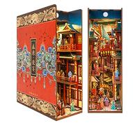 Tonecheer DIY Book Nook Kit, Wooden 3D Puzzle Dollhouse Miniature Building Adult Modeling, Creative Bookcase Decoration with LED Light (The Banquet of the Tang Dynasty)