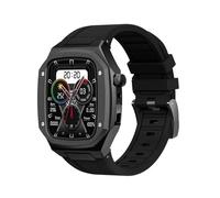 TONECY Alloy Watch Case for iWatch Series SE Cover for Apple Watch 7 6 5 4 44/45mm Luxury Metal Rubber Stainless Steel Watch Accessories (Color : Preto, Size : 44mm)