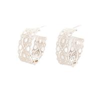- Toned Filigree Hoop Earrings Hollowed Out Lace Earrings Romantic Retro Palace Style Accessory Suitable for Weddings, Dinners, Festivals and Daily Life