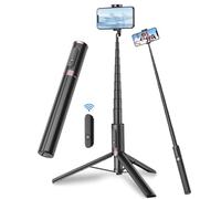 TONEOF 66" Selfie Stick Tripod, All-in-1 Phone Tripod Stand Video Kits with Integrated Wireless Remote,Portable,Lightweight,ExtendableTripod for Selfies/Live/Video Recording/Travel-Black Gold
