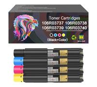 Toner Cartridge 106R03737 106R03738 106R03739 106R03740 Works for Xerox DocuWide 2055 3030 2050 3035 6050 6035 6055 6204 6279 Series Monochrome Laser Printer, Reliability Longevity (BYMC 4 pcs)