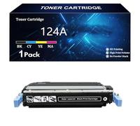 Toner Cartridge 124A Q6000A Q6001A Q6002A Q6003A Replacement for HP LaserJet 2600n 2605d 2605dn 2605dn 2605dtn CM1015 CM1015mfp CM1017mfp CM1017 2600n Printer,BK-1 Pack