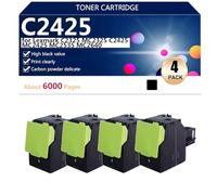 Toner Cartridges Replacement C2425 for Lexmark C2325 MC2325 C2425 MC2425 MC2535 MC2640 Printers, High Yield 6000 Pages,4*Black