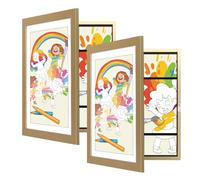 Toner Depot 2 Pack Kids Art Frames 9.5x13 Front Opening Kids Artwork Storage Frames, Quick Change Photo Frame Displays 50-100 Works of Art, for 3D Picture, Crafts, Hanging Art, Portfolio (Gold)
