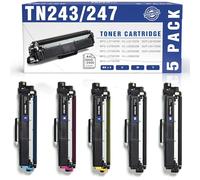 TONER EXPERTE Compatible Brother TN243BK TN247 Toner Fits Brother DCP-L3550CDW DCP-L3510CDW HL-L3210CW HL-L3270CDW, 5-Pack Black Cyan Magenta Yellow