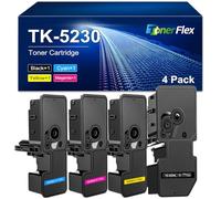 TONER FLEX TK5230 Compatible with Kyocera Printers ECOSYS M5521cdn M5521cdw P5021cdn P5021cdw (Black Cyan Yellow Magenta, Pack of 4)