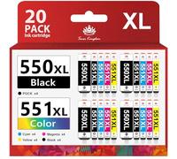 Toner Kingdom Compatible Ink Cartridges Replacement for Canon PGI-550 XL CLI-551 XL for Canon PIXMA IP8750 IP7250 IX6850 MG5650 MG5550 MG5450 MX925 MG6450 MX725 MG6650 MG7150 IP7200 MG5600(20 Pack)