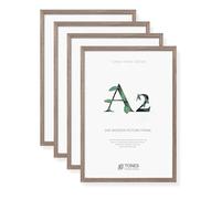 TONES FRAME DESIGN A2 Frame 4 Pack, 42 x 59.4 cm Wooden Picture Frames with Brown Oak Veneer, Shatter-Resistant Plexiglass, A2 Photo Wall Frames for Portrait or Landscape, Posters, Prints, Artwork