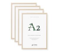 TONES FRAME DESIGN A2 Frame Natural Wood Picture Frame 41.9 x 59.4 cm, 4-Pack Solid Wood Veneer Finish A2 Photo Frames for Poster Display Landscape or Portrait Orientation