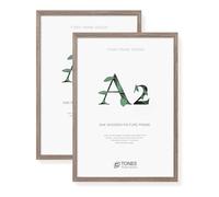 TONES FRAME DESIGN A2 Photo Frame 2 Pack, 42 x 59.4 cm, Wooden Picture Frames with Brown Oak Veneer, Shatter-Resistant Plexiglass, Wall Frames for Portrait or Landscape, Posters, Prints, Artwork