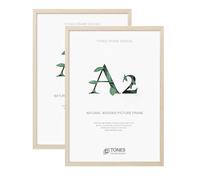 TONES FRAME DESIGN A2 Photo Frame 2 Pack, 42 x 59.4 cm, Wooden Picture Frames with Oak Veneer, Shatter-Resistant Plexiglass, Wall Frames for Portrait or Landscape, Posters, Prints, Artwork