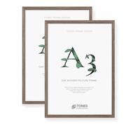 TONES FRAME DESIGN A3 Frame, 2-Pack, 29.7 x 41.9 cm, Wooden Picture Photo Frames with Brown Oak Veneer and Shatter-Resistant Plexiglass, Wall Frames for Portrait or Landscape, Posters, Certificates
